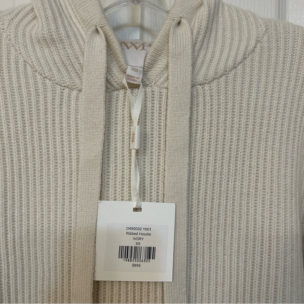 TWP Rib Cashmere Sweater Hoodie in Ivory Size XS - Picture 7 of 9